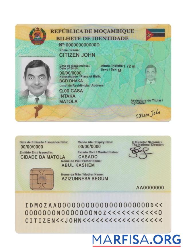 Printable Mozambique ID Version 2 real example